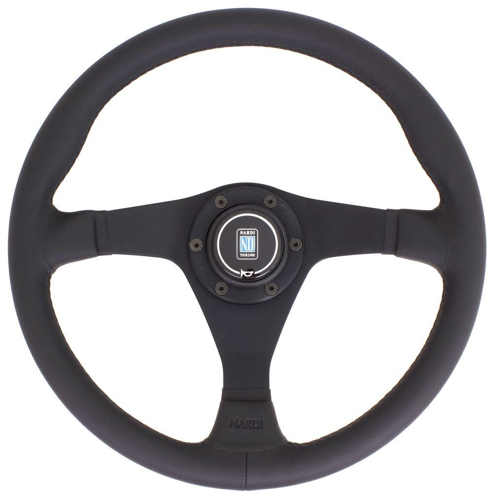 Nardi Gara Leather Steering Wheel Black Stitching Black Spokes 350mm - CDMSPORT