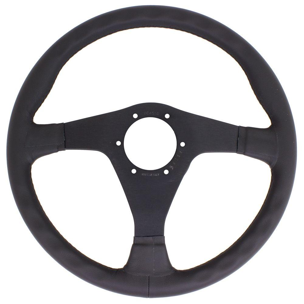 Nardi Gara Leather Steering Wheel Black Stitching Black Spokes 350mm - CDMSPORT