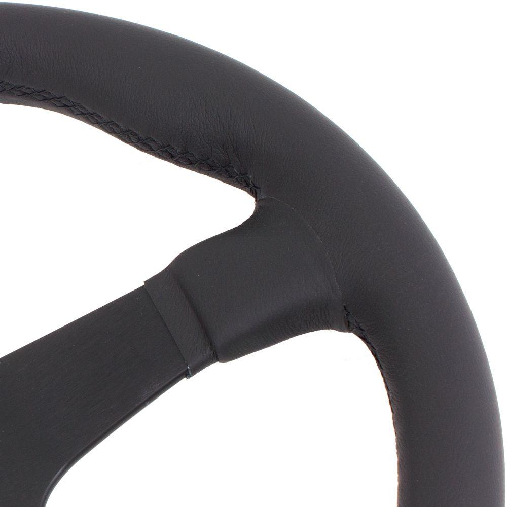 Nardi Gara Leather Steering Wheel Black Stitching Black Spokes 350mm - CDMSPORT
