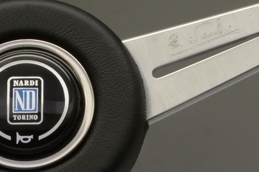 Nardi Classic Leather Steering Wheel Black Stitching Satin Spokes 360mm - CDMSPORT