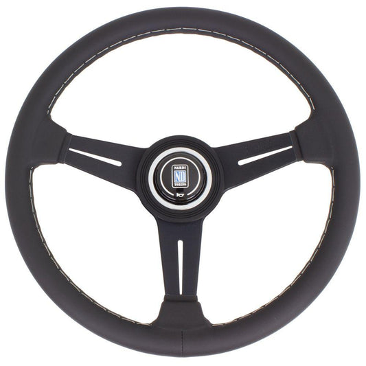 Nardi Classic Leather Steering Wheel Grey Stitching Black Spokes 340mm - CDMSPORT