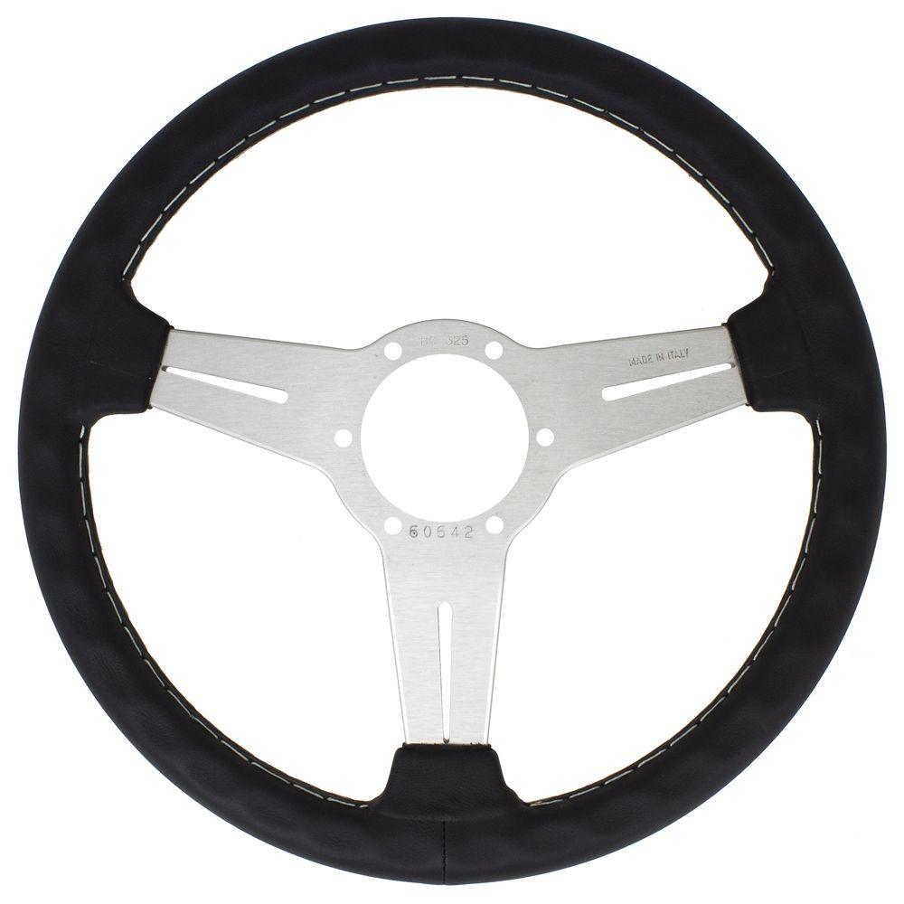 Nardi Classic Leather Steering Wheel Grey Stitching Satin Spokes 330mm - CDMSPORT