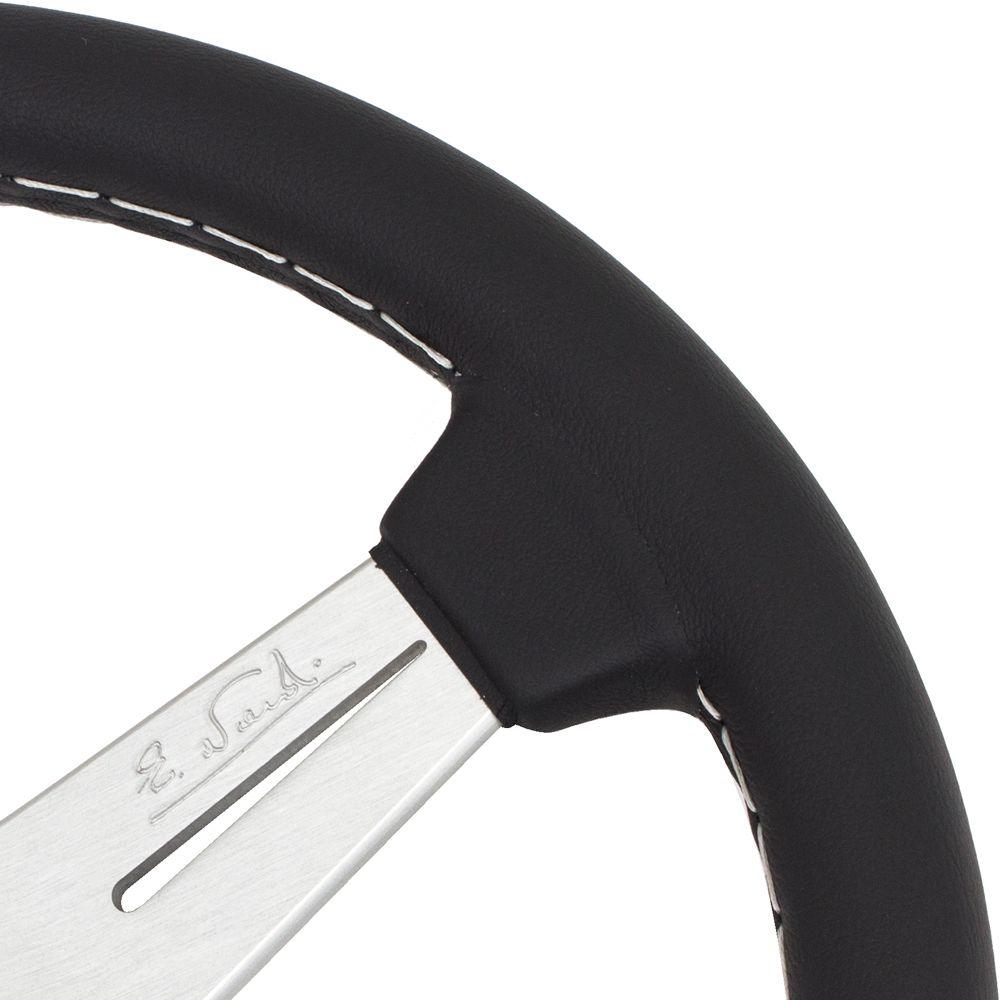 Nardi Classic Leather Steering Wheel Grey Stitching Satin Spokes 330mm - CDMSPORT