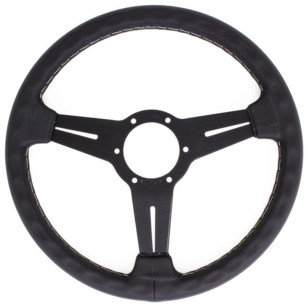 Nardi Classic Leather Steering Wheel Grey Stitching Black Spokes 330mm - CDMSPORT