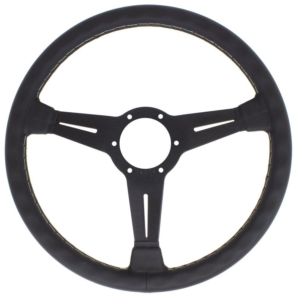 Nardi Classic Leather Steering Wheel Grey Stitching Black Spokes 360mm - CDMSPORT