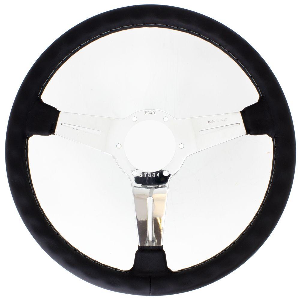 Nardi Classic Leather Steering Wheel Grey Stitching Polished Spokes 360mm - CDMSPORT