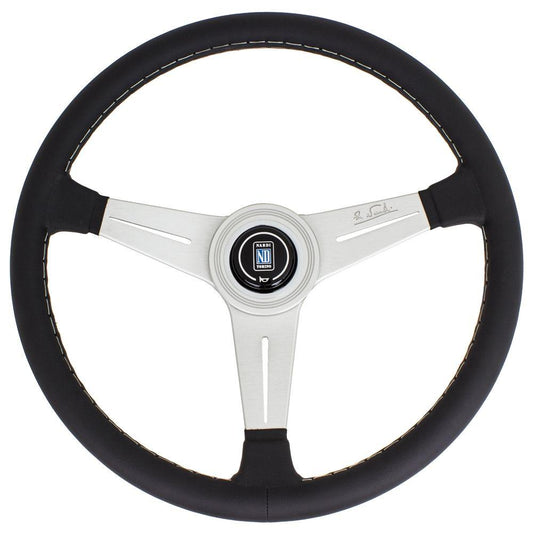 Nardi Classic Leather Steering Wheel Grey Stitching Satin Spokes 340mm - CDMSPORT
