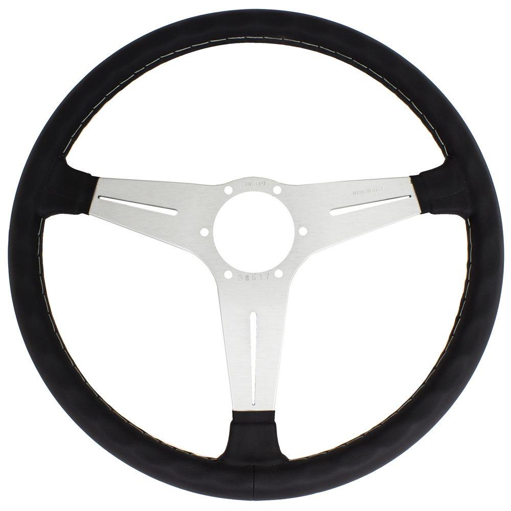 Nardi Classic Leather Steering Wheel Grey Stitching Satin Spokes 340mm - CDMSPORT