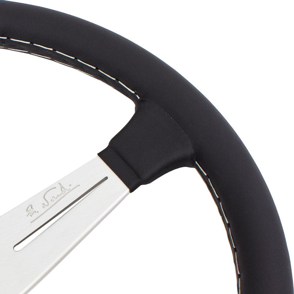 Nardi Classic Leather Steering Wheel Grey Stitching Satin Spokes 340mm - CDMSPORT
