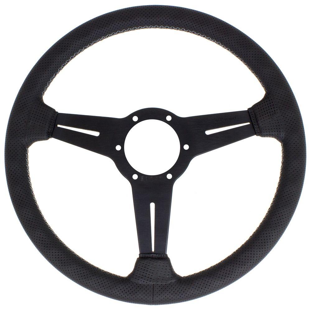 Nardi Classic Perforated Leather Steering Wheel Grey Stitching Black Spokes 340mm - CDMSPORT