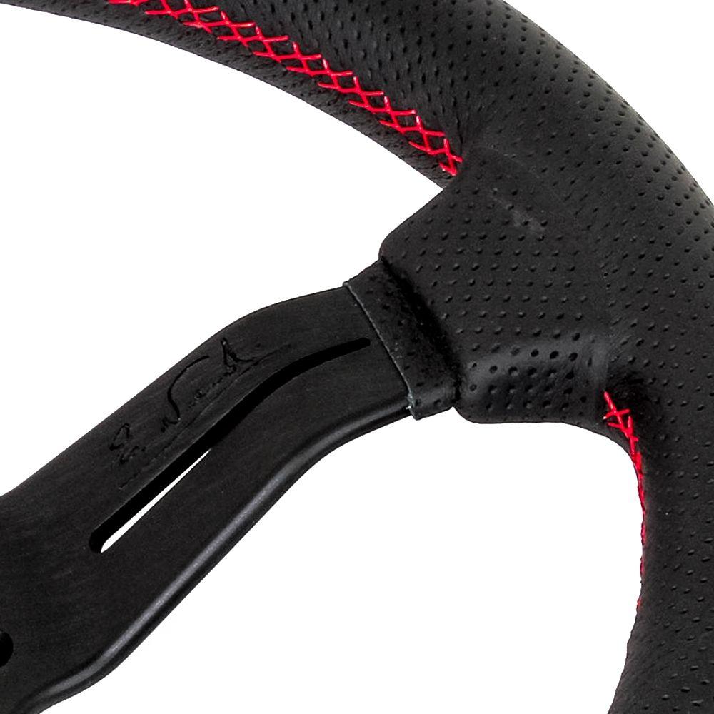 Nardi Deep Corn Perforated Leather Steering Wheel Red Stitching Black Spokes 330mm - CDMSPORT