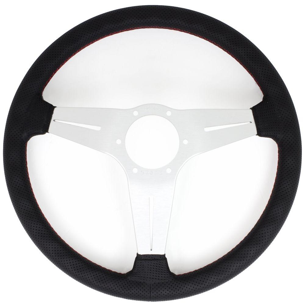 Nardi Deep Corn Perforated Leather Steering Wheel Red Stitching Satin Spokes 350mm - CDMSPORT