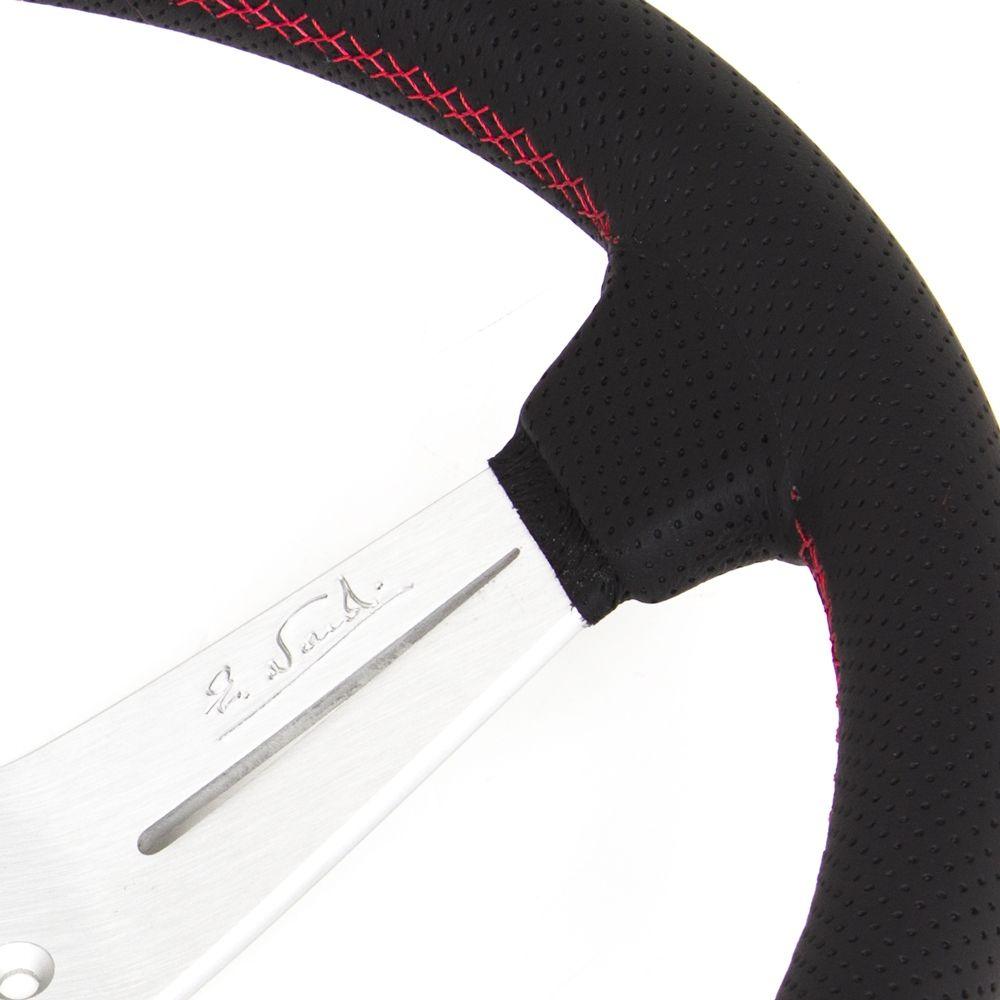 Nardi Deep Corn Perforated Leather Steering Wheel Red Stitching Satin Spokes 350mm - CDMSPORT