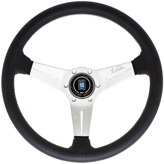 Nardi Deep Corn Perforated Leather Steering Wheel Grey Stitching Satin Spokes 350mm - CDMSPORT