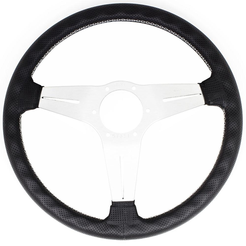 Nardi Deep Corn Perforated Leather Steering Wheel Grey Stitching Satin Spokes 350mm - CDMSPORT