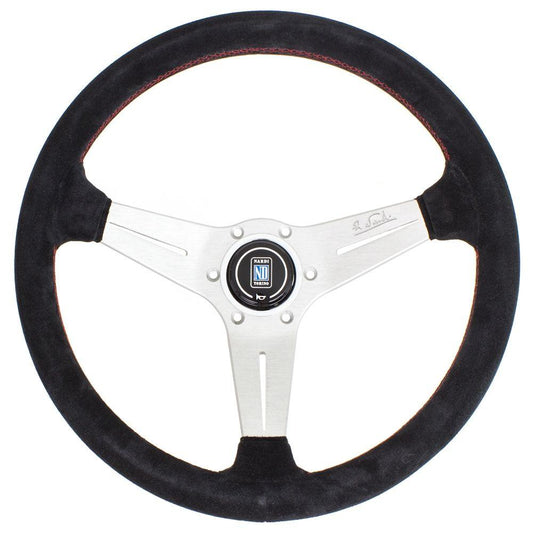 Nardi Deep Corn Suede Steering Wheel Red Stitching Satin Spokes 350mm - CDMSPORT