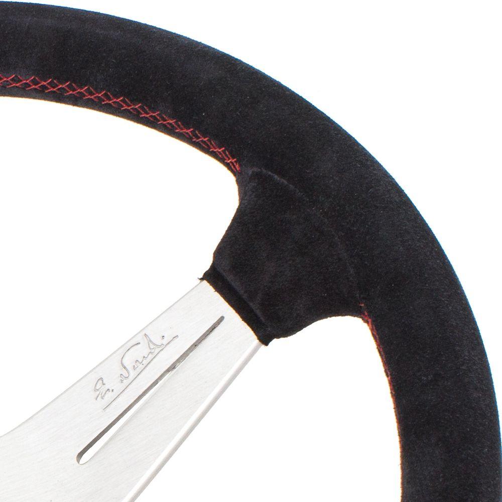 Nardi Deep Corn Suede Steering Wheel Red Stitching Satin Spokes 350mm - CDMSPORT