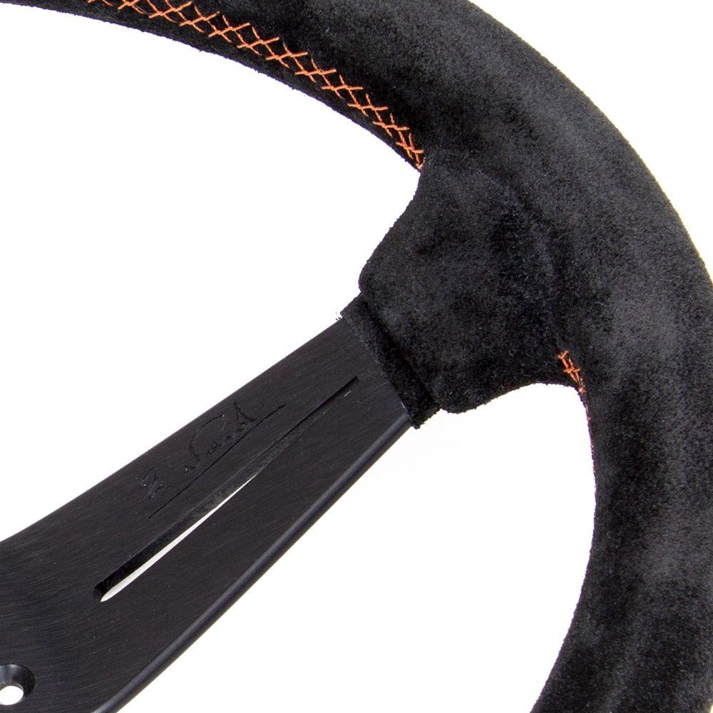 Nardi Deep Corn Suede Steering Wheel Orange Stitching Black Spokes 350mm Driftworks - CDMSPORT