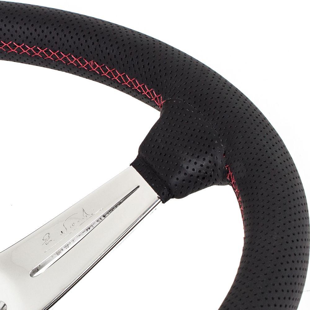 Nardi Deep Corn Perforated Leather Steering Wheel Red Stitching polished Spokes 350mm - CDMSPORT