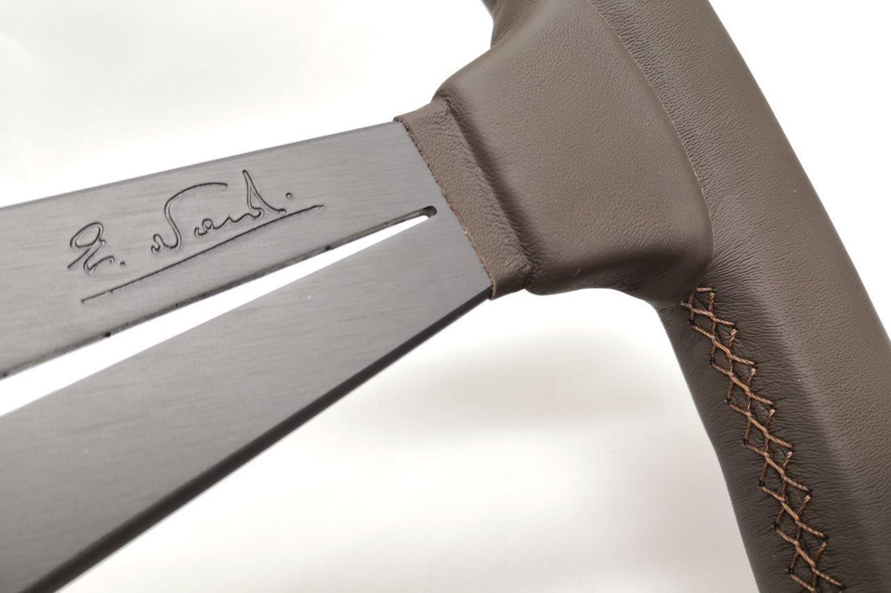 Nardi Deep Corn Revolution Leather Steering Wheel Brown Stitching Grey Spokes 350mm - CDMSPORT