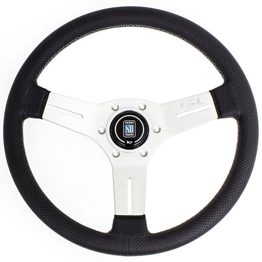 Nardi Competition Perforated Leather Steering Wheel Grey Stitching Satin Spokes 330mm - CDMSPORT