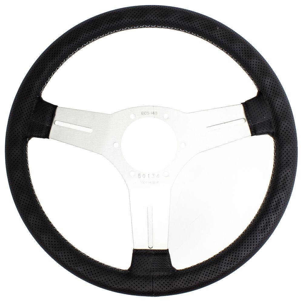 Nardi Competition Perforated Leather Steering Wheel Grey Stitching Satin Spokes 330mm - CDMSPORT