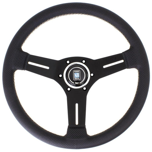 Nardi Competition Perforated Leather Steering Wheel Grey Stitching Black Spokes 330mm - CDMSPORT