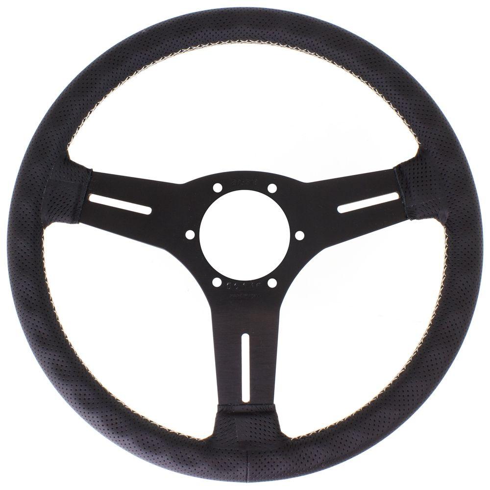 Nardi Competition Perforated Leather Steering Wheel Grey Stitching Black Spokes 330mm - CDMSPORT