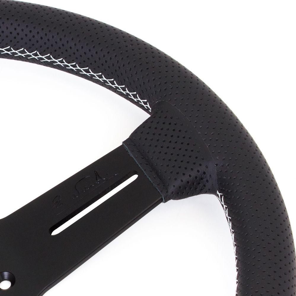Nardi Competition Perforated Leather Steering Wheel Grey Stitching Black Spokes 330mm - CDMSPORT