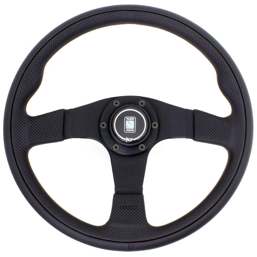 Nardi Twin Line Perforated Leather Steering Wheel Black Spokes 350mm - CDMSPORT