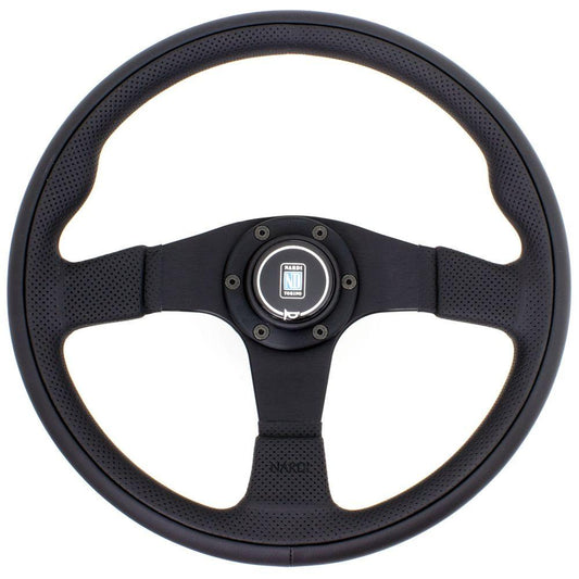 Nardi Twin Line Perforated Leather Steering Wheel Black Spokes 350mm - CDMSPORT