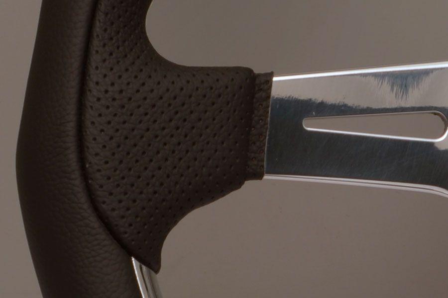 Nardi Kallista Leather/Perforated Leather/ABS Inserts Steering Wheel Polished Spokes 350mm - CDMSPORT