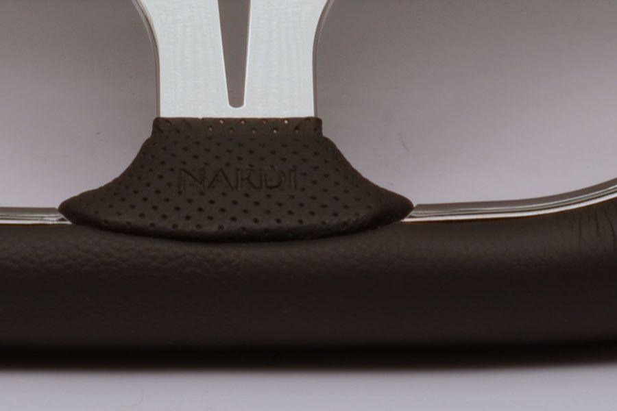 Nardi Kallista Leather/Perforated Leather/ABS Inserts Steering Wheel Polished Spokes 350mm - CDMSPORT
