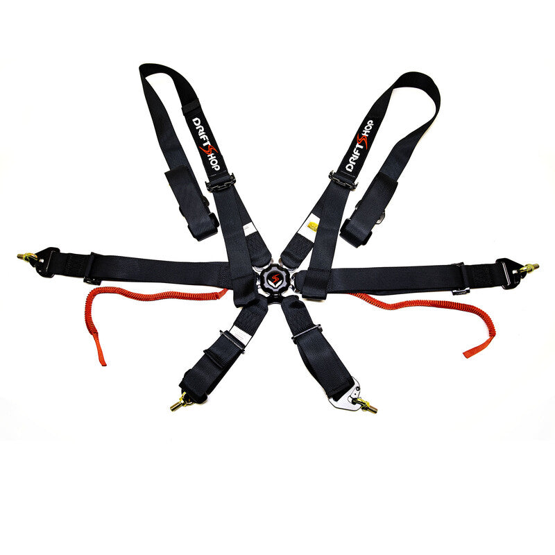 Driftshop 6 Point Safety Harness 3" HANS FIA (Black)