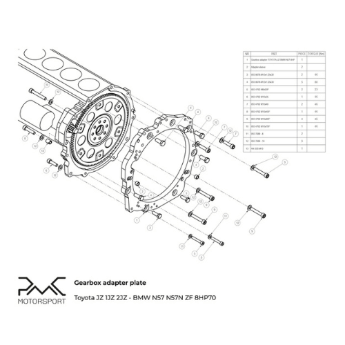 PMC Motorsport Toyota 1JZ / 2JZ - BMW 8HP Gearbox Adaptor Kit