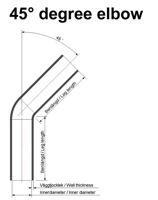Silicone Hose Bend - 45° 2,5" (63mm)