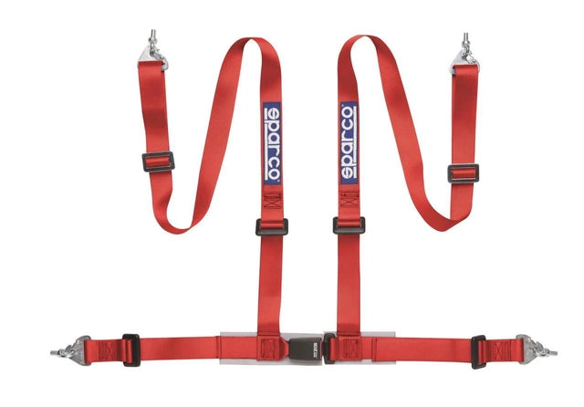 Sparco 4 Point Safety Harness - Street (Red) - CDMSPORT