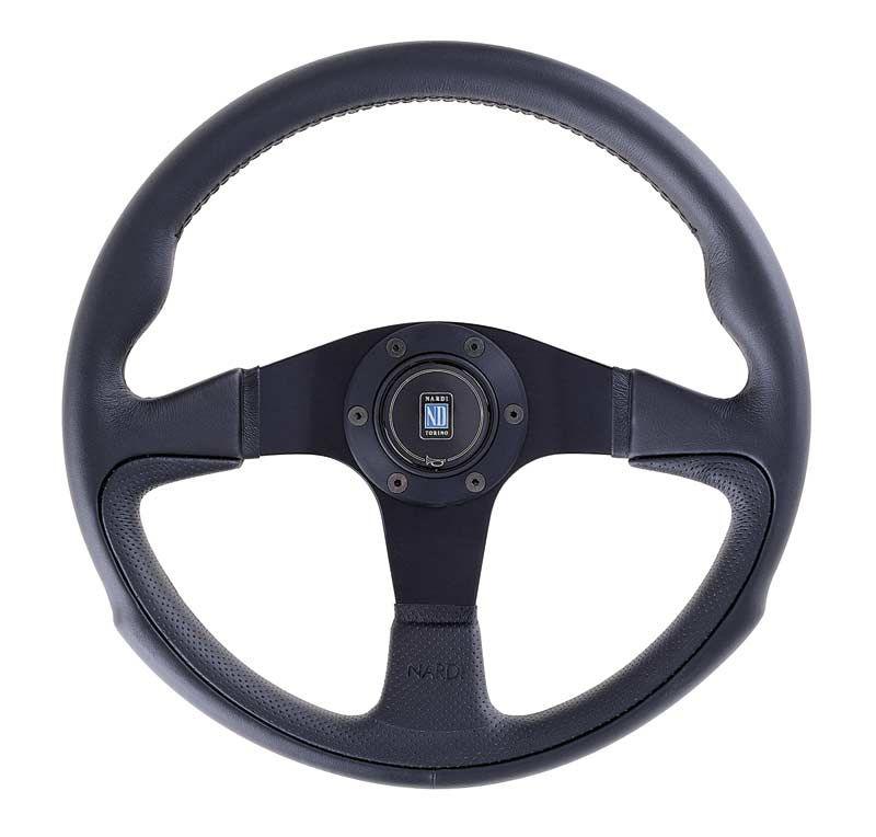 Nardi Challenge Leather Steering Wheel Black Spokes 350mm - CDMSPORT