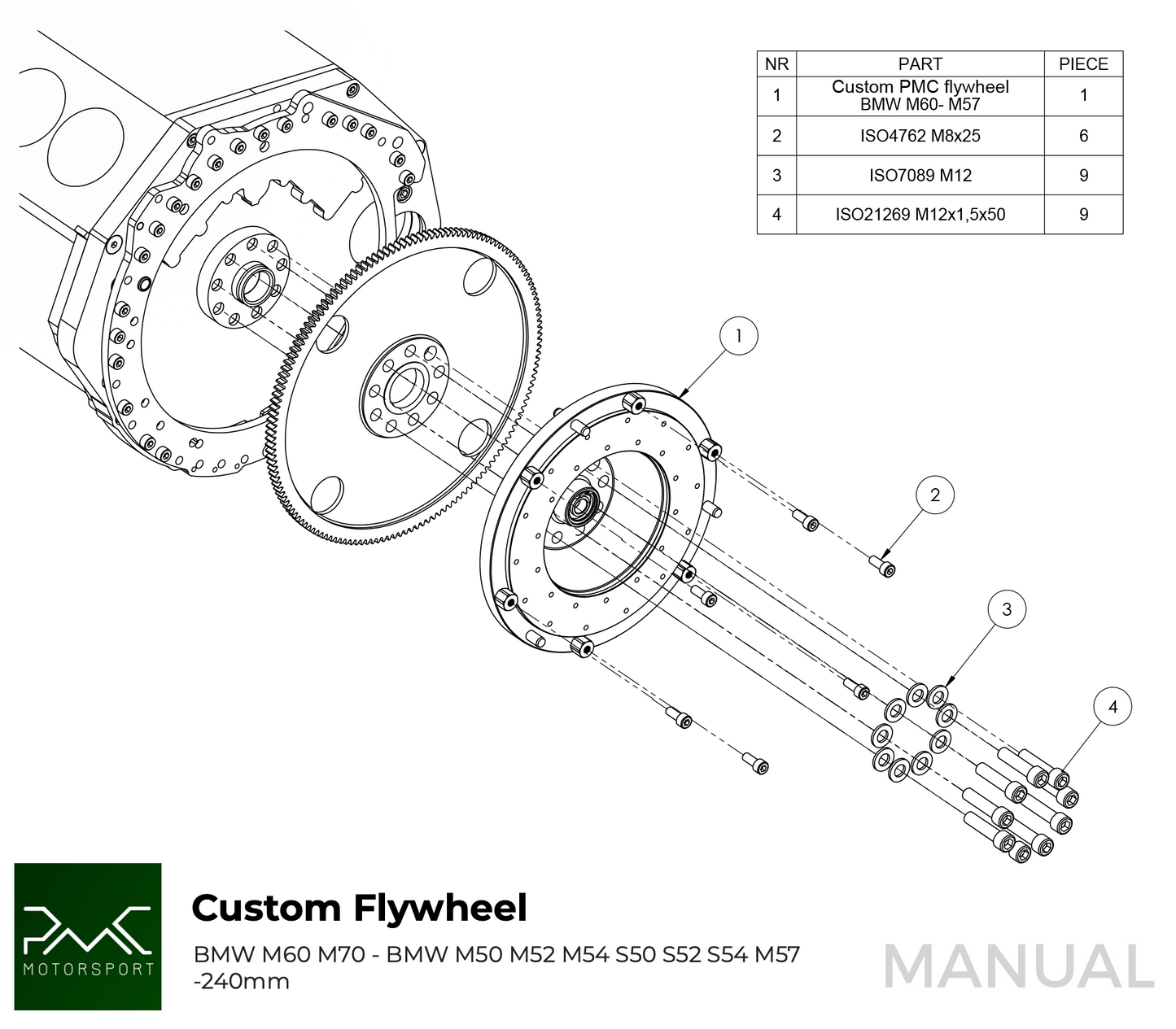 PMC Motorsport Toyota M60 / M62 - BMW M57 GS5-39 / Getrag 420 Gearbox Adaptor Clutch Kit (650NM)