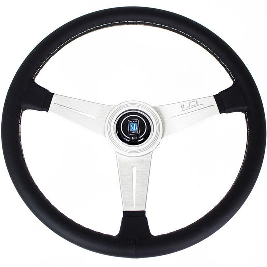 Nardi Classic Leather Steering Wheel Grey Stitching Satin Spokes 390mm - CDMSPORT