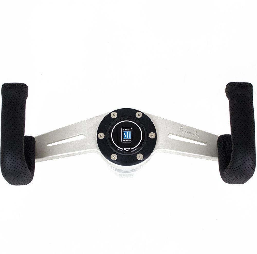 Nardi Two Spoke Perforated Leather Steering Wheel Satin Spokes 330mm - CDMSPORT