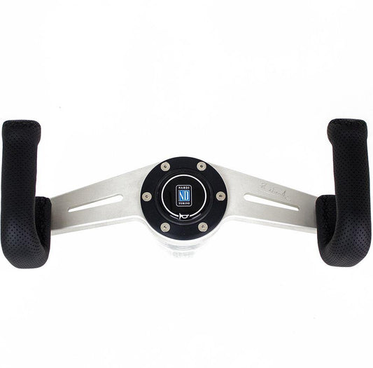 Nardi Two Spoke Perforated Leather Steering Wheel Satin Spokes 330mm - CDMSPORT