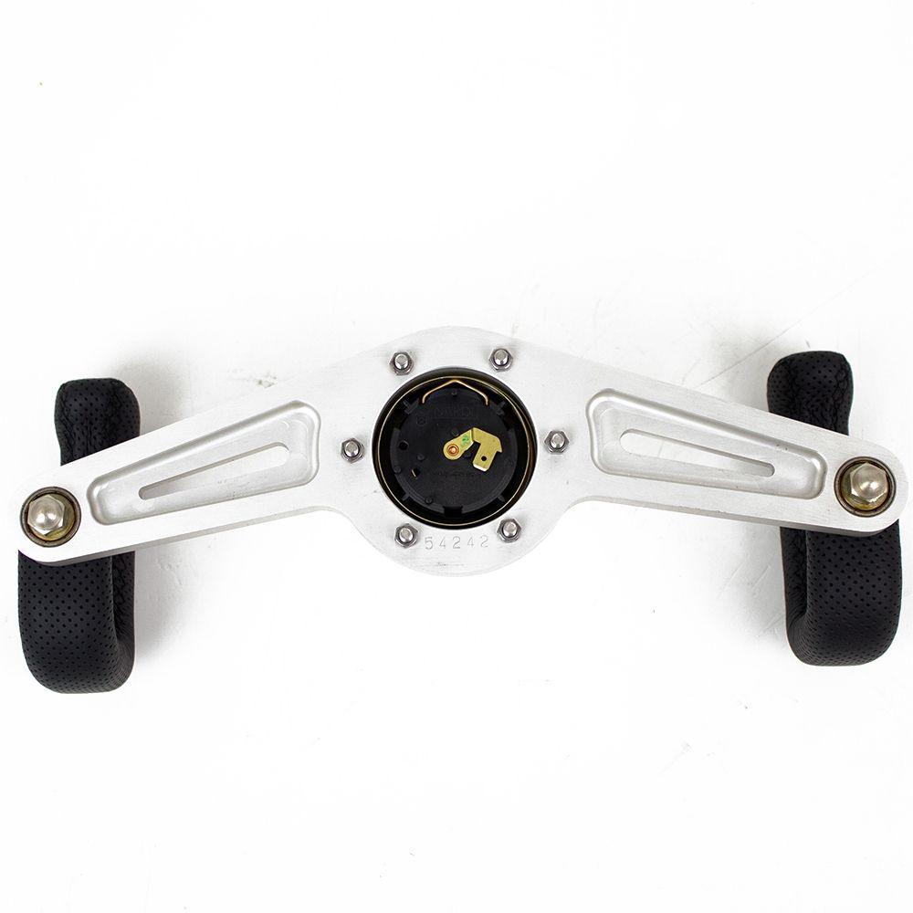 Nardi Two Spoke Perforated Leather Steering Wheel Satin Spokes 330mm - CDMSPORT