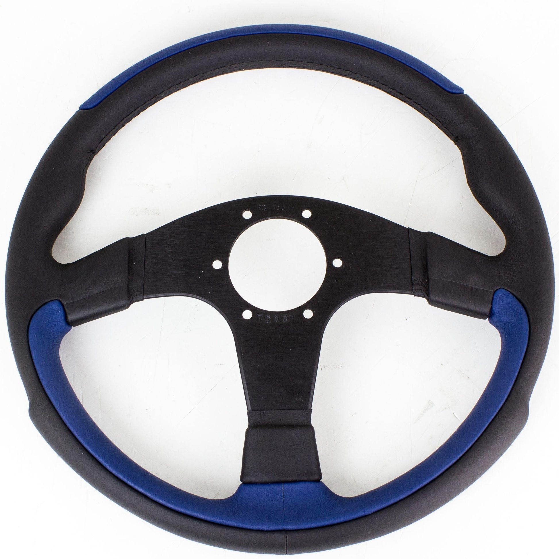 Nardi Leader Black/Blue Leather Steering Wheel Black Spokes 350mm - CDMSPORT