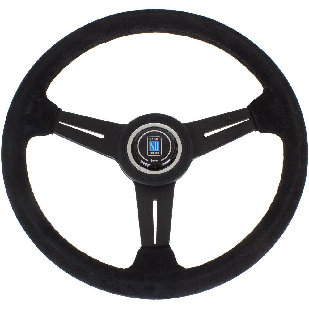 Nardi Classic Suede Steering Wheel Black Stitching Black Spokes 340mm - CDMSPORT