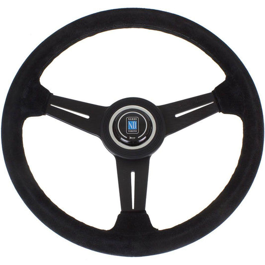 Nardi Classic Suede Steering Wheel Black Stitching Black Spokes 340mm - CDMSPORT