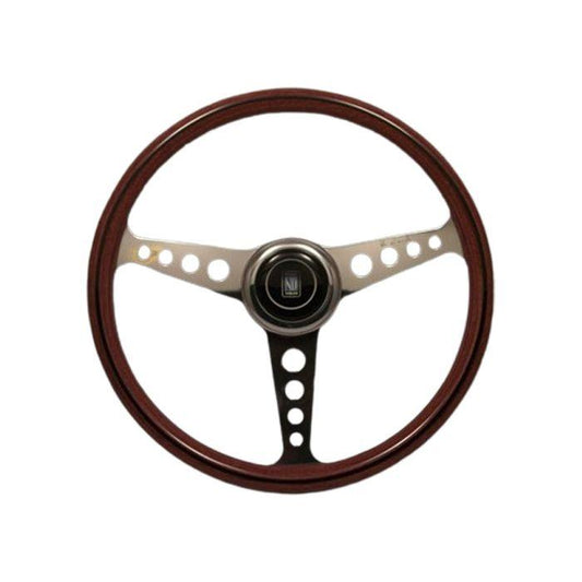 Nardi Classic Wood Steering Wheel Polished Spokes 360mm (Round Hole) and ANNI 60 Horn Button - CDMSPORT