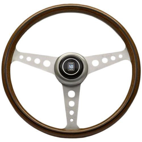 Nardi Classic Wood Steering Wheel Satin Spokes 360mm and ANNI 60 Horn Button - CDMSPORT