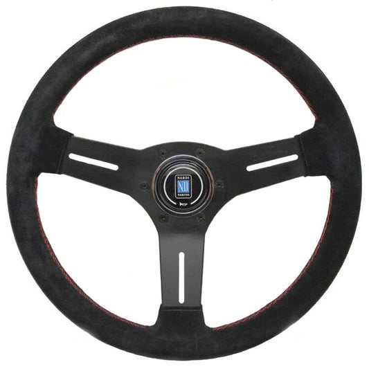 Nardi Competition Suede Steering Wheel Red Stitching Black Spokes 330mm - CDMSPORT