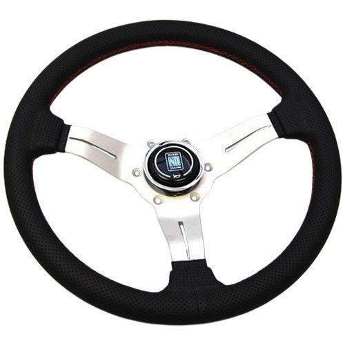 Nardi Deep Corn Perforated Leather Steering Wheel Red Stitching Satin Spokes 330mm - CDMSPORT